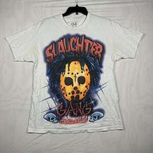 21 Savage It's All A Blur Tour Slaughter Gang Hockey Mask  T-Shirt Size L